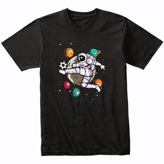 Soccer Astronaut Outer Space Spaceman Distressed T-Shirt