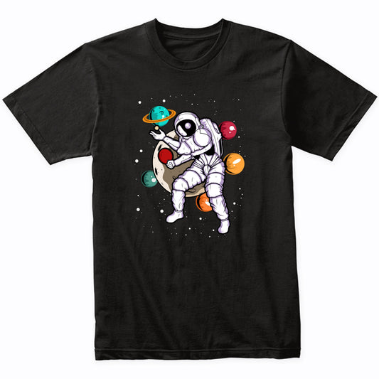 Table Tennis Astronaut Outer Space Spaceman Distressed T-Shirt
