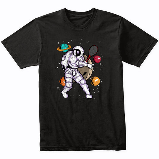 Tennis Astronaut Outer Space Spaceman Distressed T-Shirt