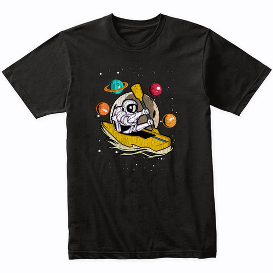 Kayaker Astronaut Outer Space Spaceman Kayaking Distressed T-Shirt