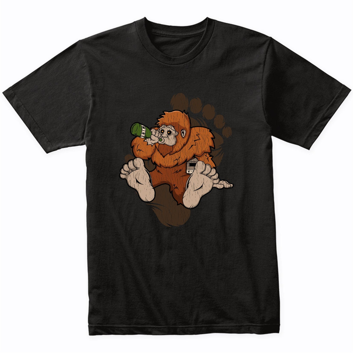 Bigfoot Wine Shirt - Sasquatch Drinking Wine T-Shirt