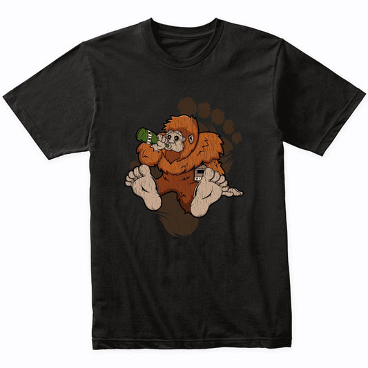 Bigfoot Wine Shirt - Sasquatch Drinking Wine T-Shirt