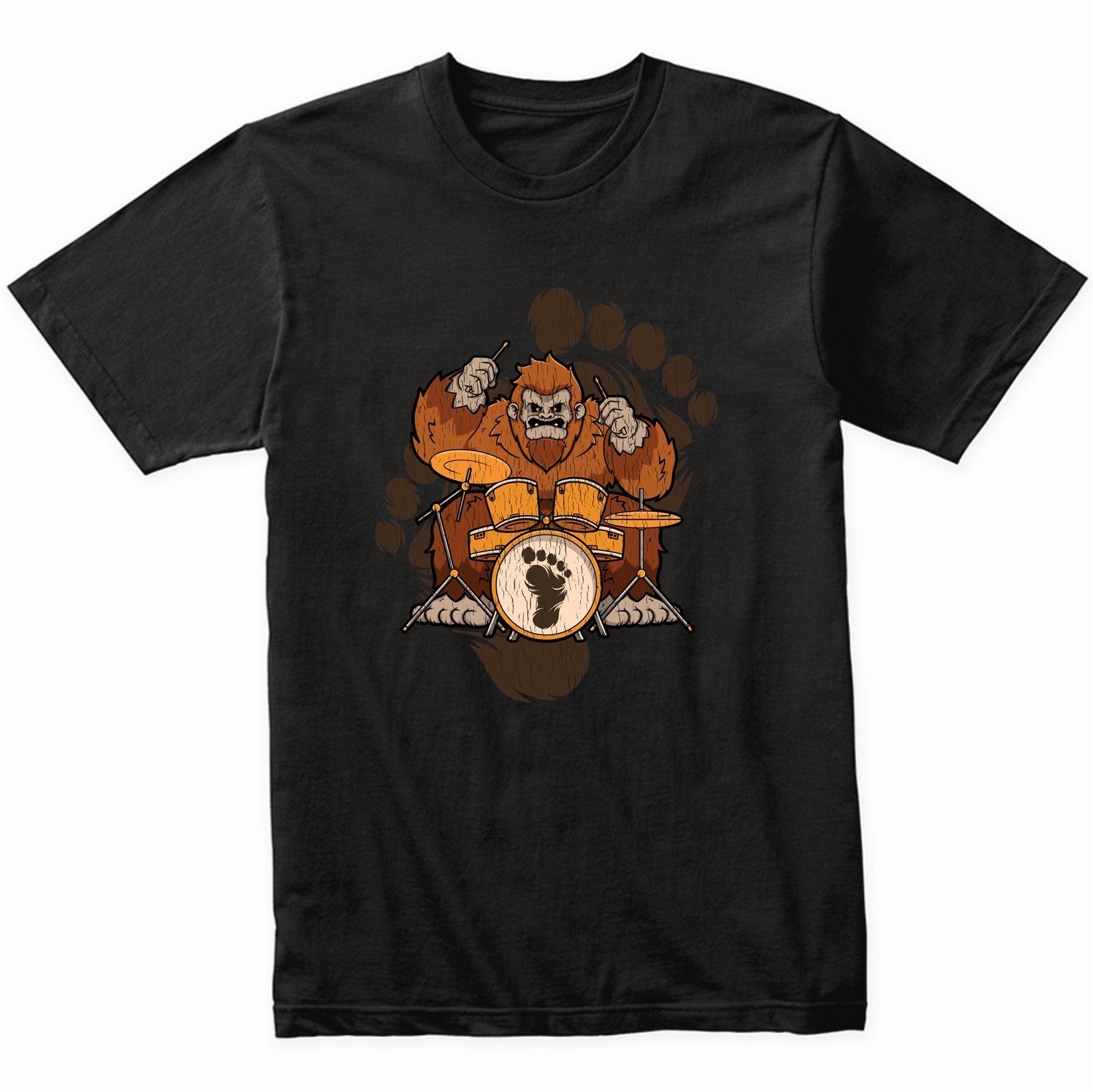 Bigfoot Drummer Shirt - Sasquatch Playing Drums T-Shirt