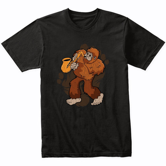 Bigfoot Saxophone Shirt - Sasquatch Playing Sax T-Shirt