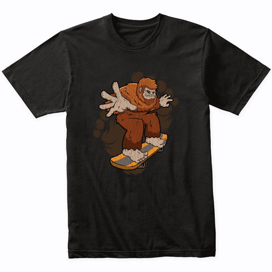 Bigfoot Skateboarding Shirt - Sasquatch Riding Skateboard T-Shirt