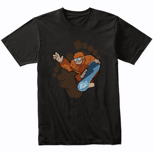 Bigfoot Snowboarding Shirt - Sasquatch Riding Snowboard T-Shirt
