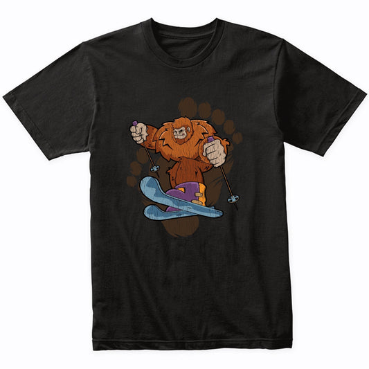 Bigfoot Skiing Shirt - Sasquatch on Skis T-Shirt