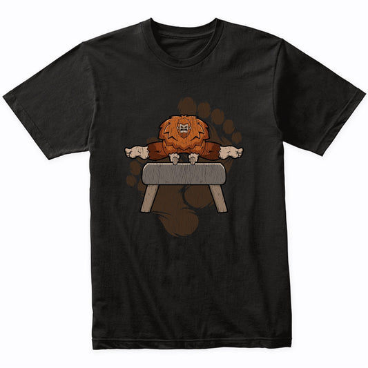Bigfoot Gymnastics Shirt - Sasquatch on Pommel Horse T-Shirt