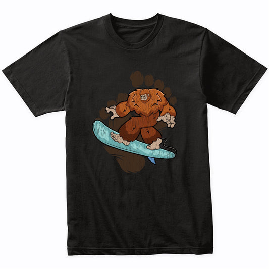 Bigfoot Surfing Shirt - Sasquatch on Surf Board T-Shirt