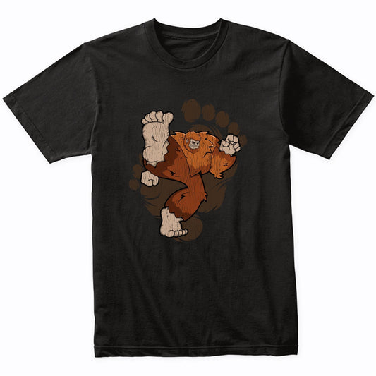 Bigfoot Karate Shirt - Sasquatch Kicking T-Shirt