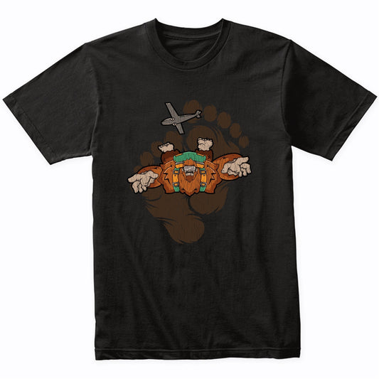 Bigfoot Skydiving Shirt - Sasquatch Jumping From Air Plane T-Shirt