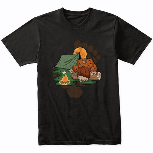 Bigfoot Camping Shirt - Sasquatch Roasting Marshmallows T-Shirt