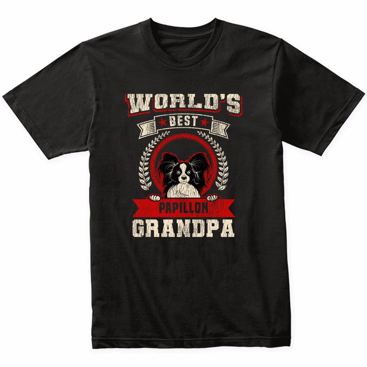 World's Best Papillon Grandpa Dog Breed T-Shirt