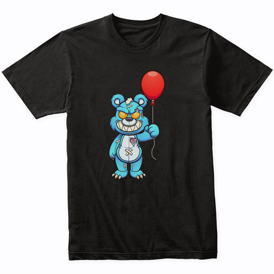 Evil Teddy Bear With Balloon Demented Deranged Bear T-Shirt