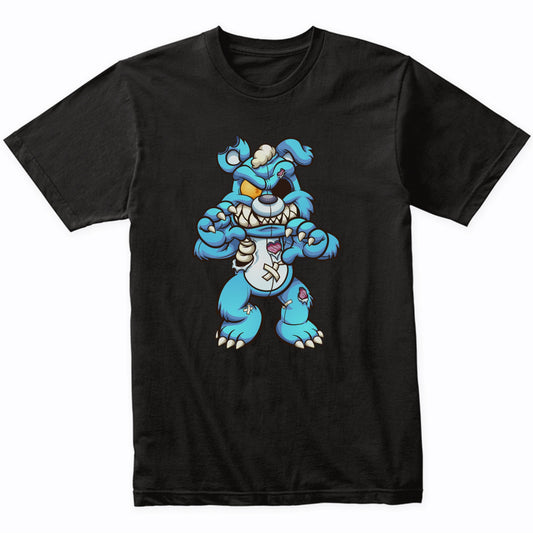 Psycho Blue Teddy Bear Evil Demented Deranged Bear T-Shirt