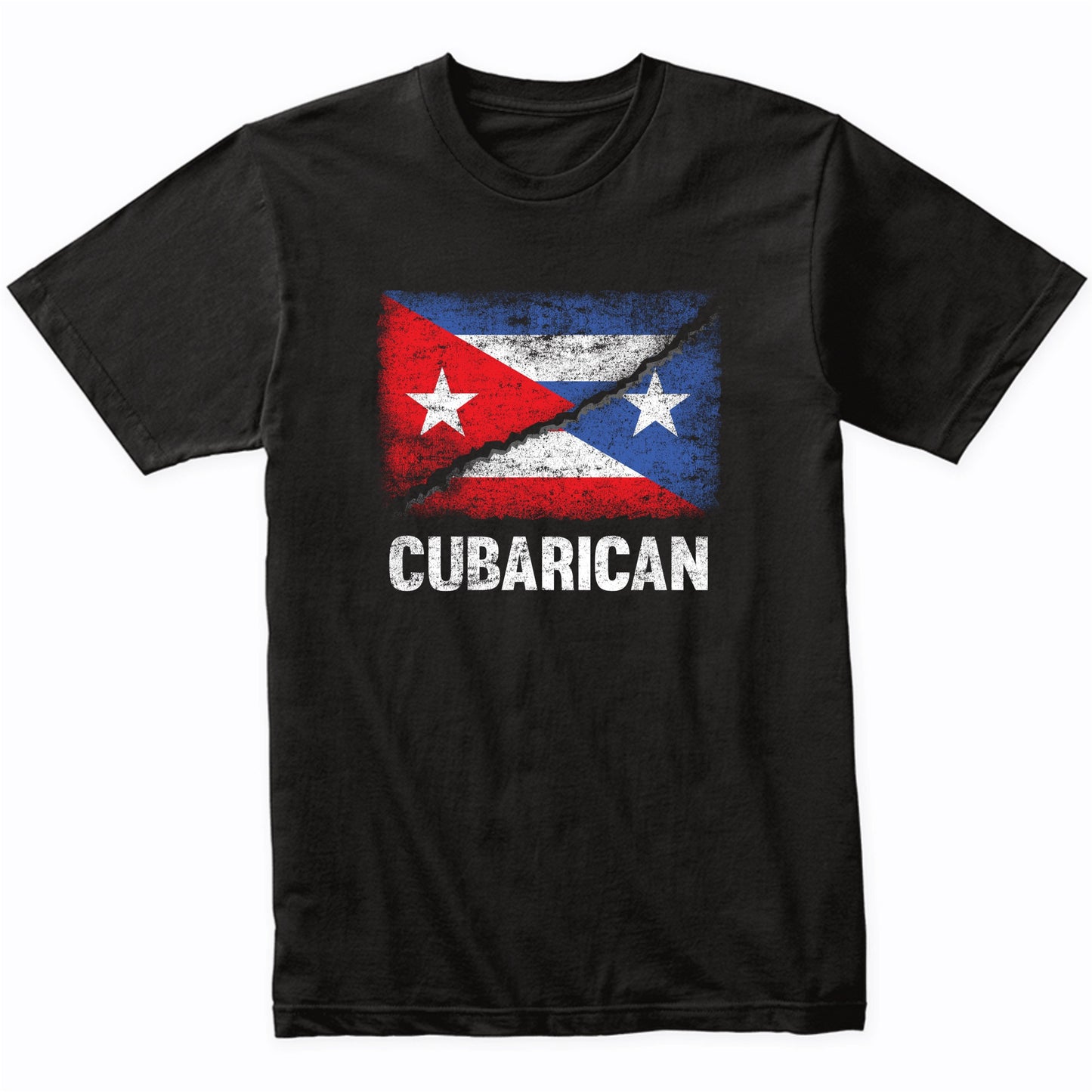 Half Cuban Half Puerto Rican Flag Cuba Puerto Rico Cubarican T-Shirt