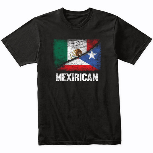 Half Mexican Puerto Rican Flag Mexico Puerto Rico Mexirican T-Shirt