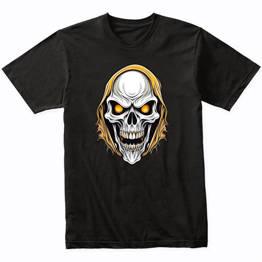 Scary Grim Reaper Skeleton Skull Face Halloween T-Shirt 