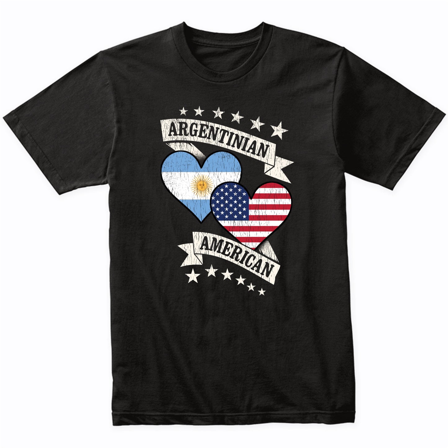 Argentinian American Heart Flags Argentina America T-Shirt