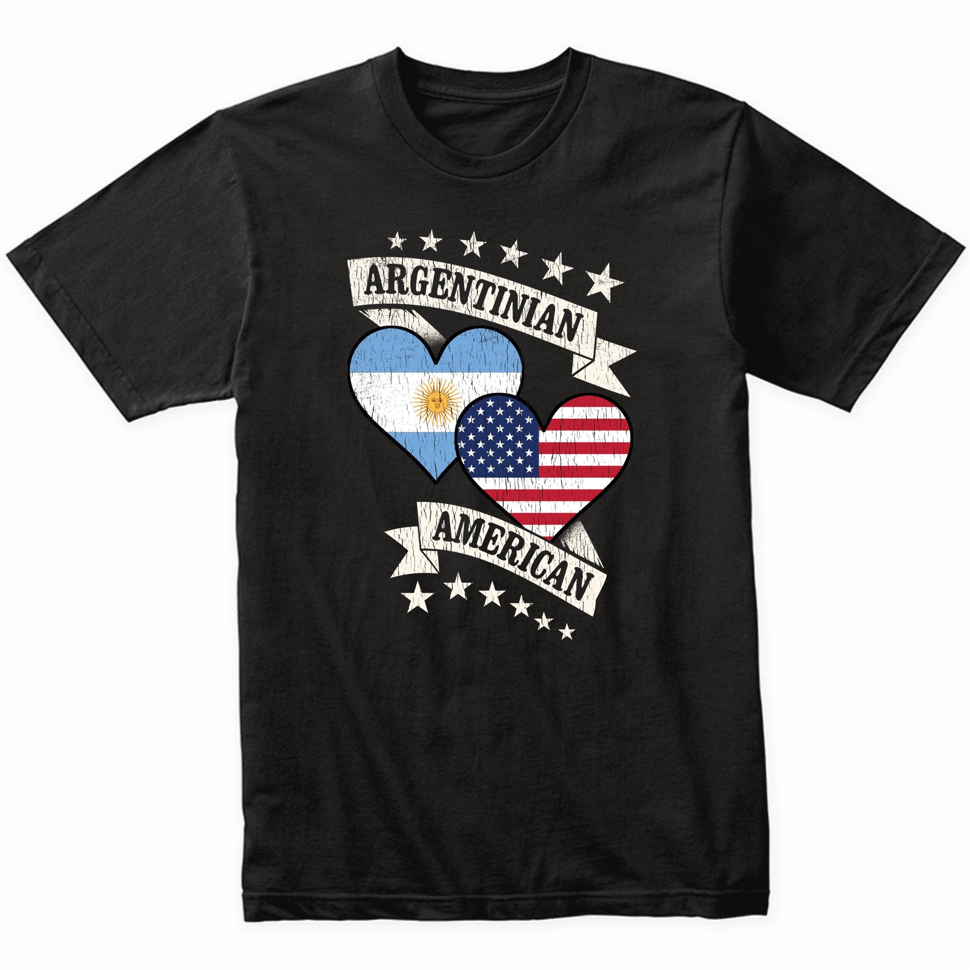 Argentinian American Heart Flags Argentina America T-Shirt