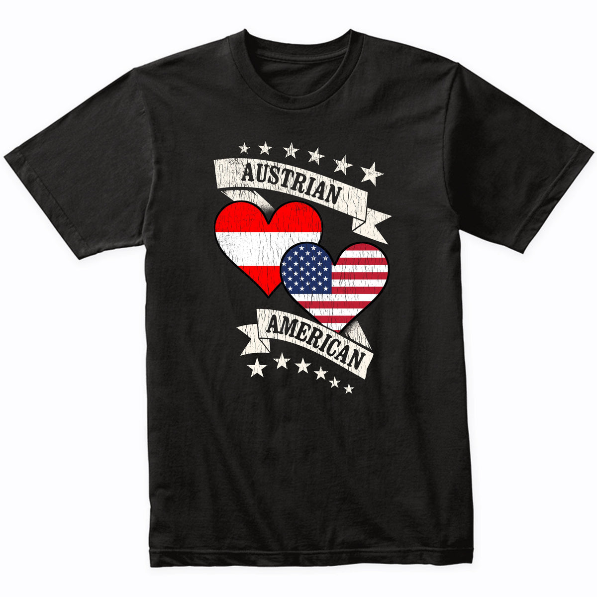 Austrian American Heart Flags Austria America T-Shirt