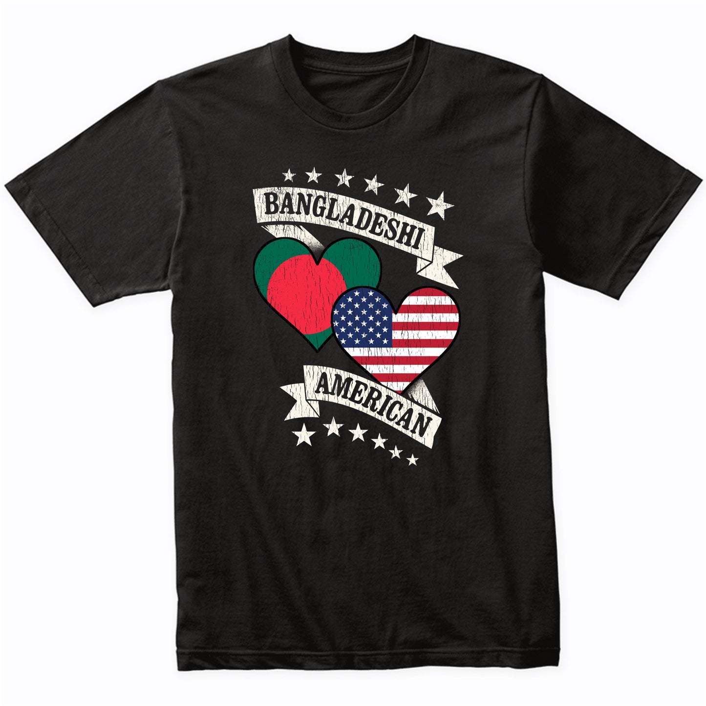 Bangladeshi American Heart Flags Bangladesh America T-Shirt