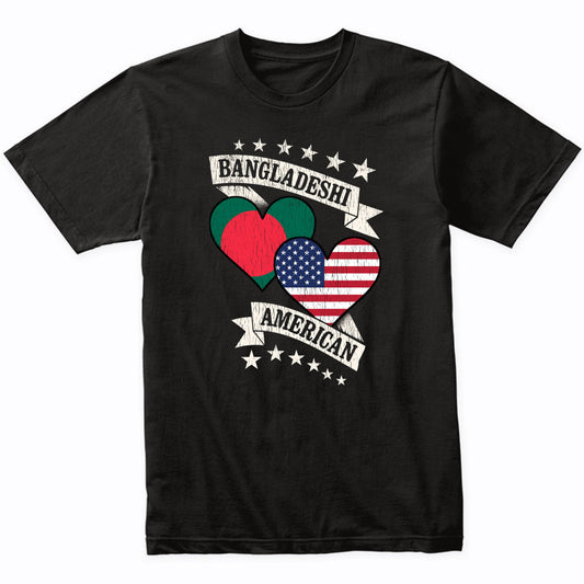 Bangladeshi American Heart Flags Bangladesh America T-Shirt