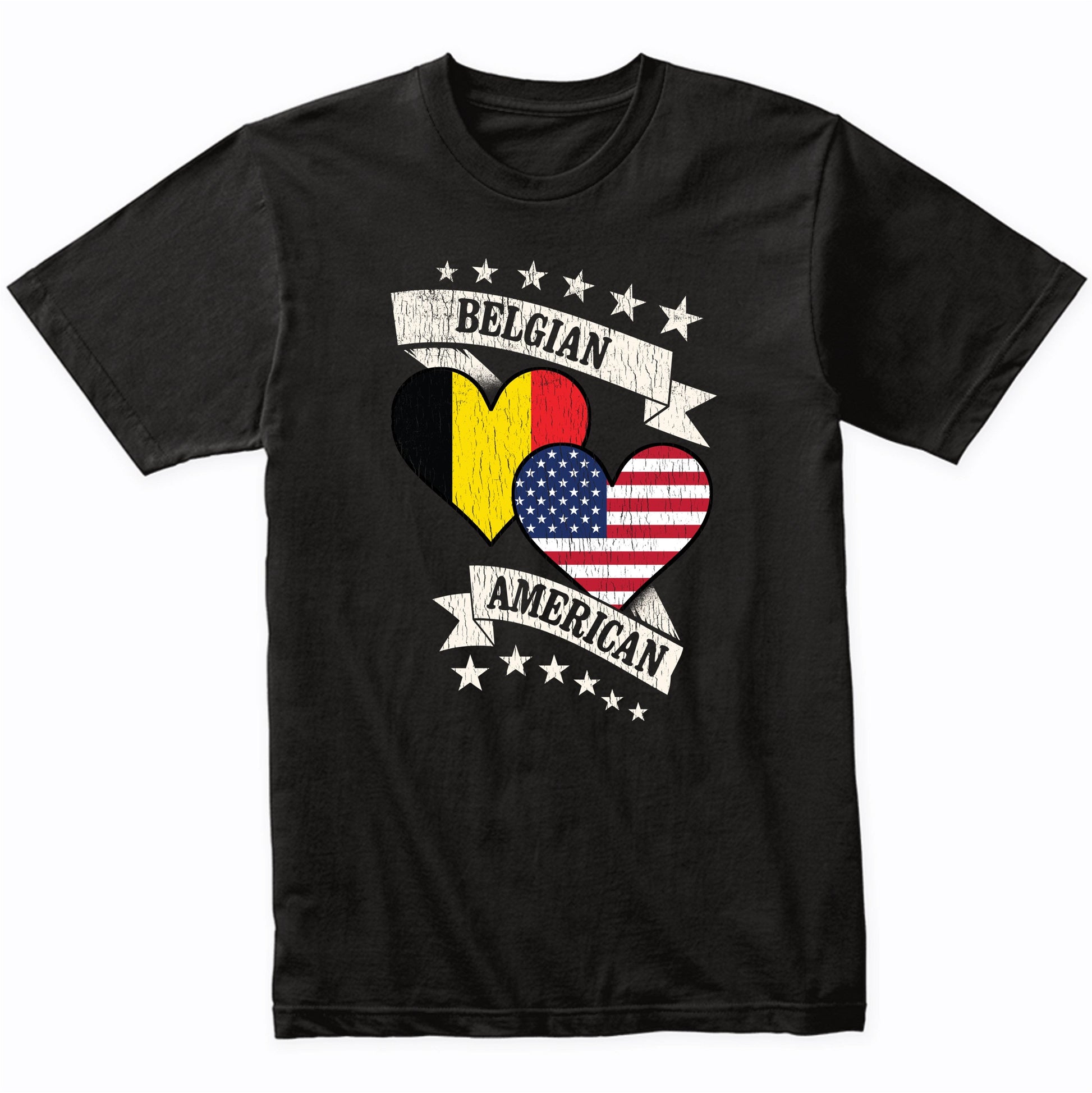 Belgian American Heart Flags Belgium America T-Shirt