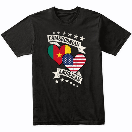 Cameroonian American Heart Flags Cameroon America T-Shirt