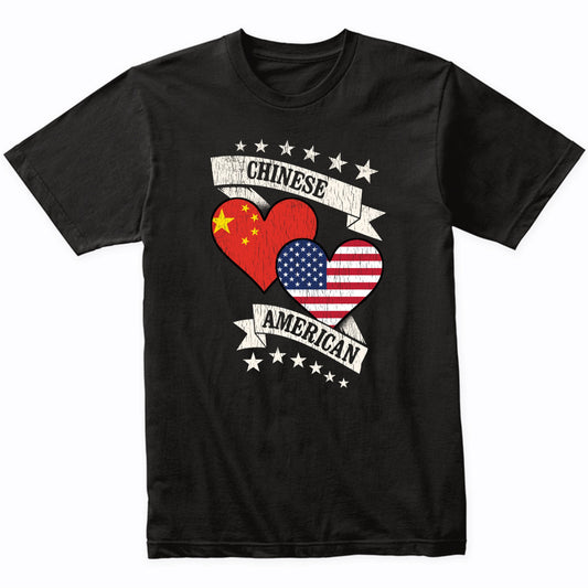 Chinese American Heart Flags China America T-Shirt