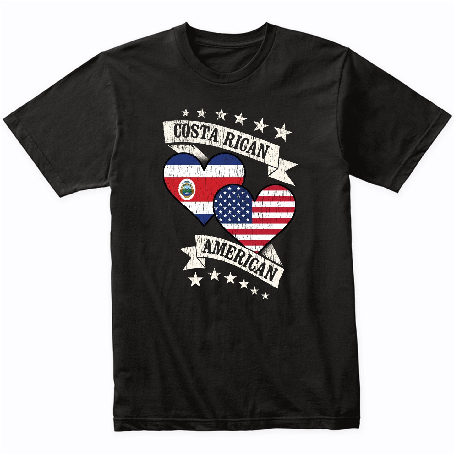 Costa Rican American Heart Flags Costa Rica America T-Shirt