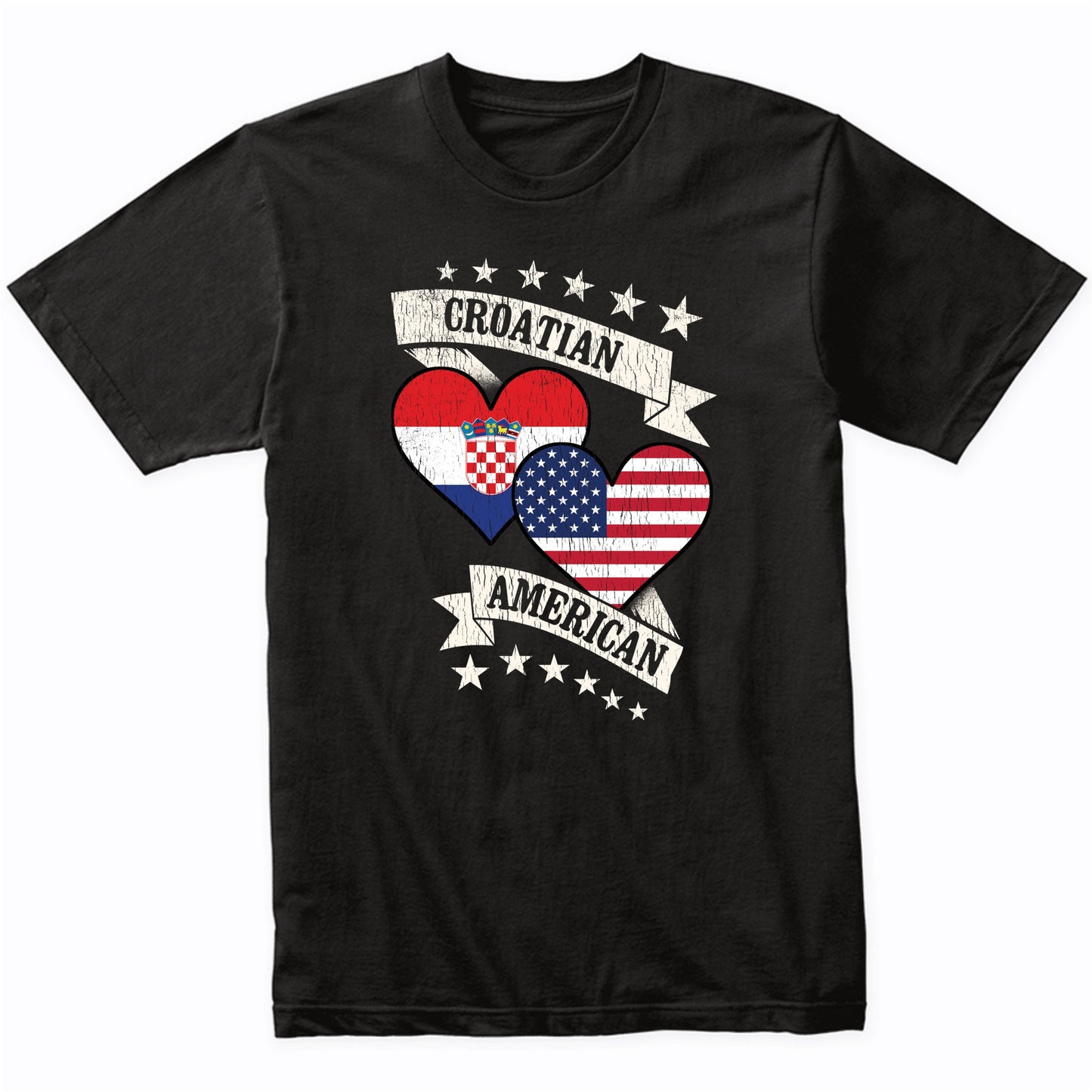 Croatian American Heart Flags Croatia America T-Shirt