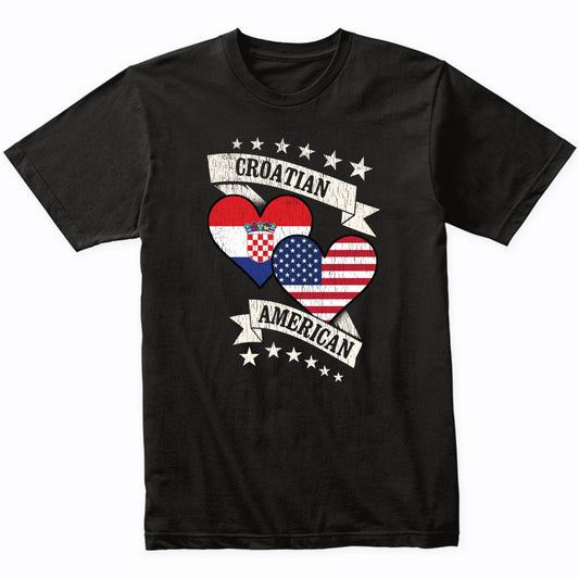 Croatian American Heart Flags Croatia America T-Shirt