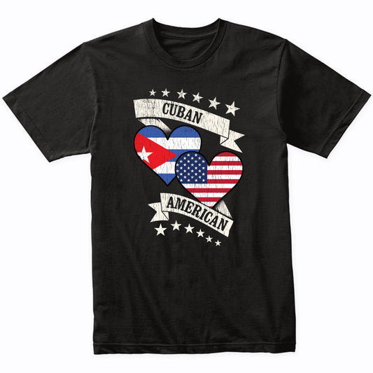 Cuban American Heart Flags Cuba America T-Shirt