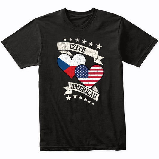 Czech American Heart Flags Czech Republic America T-Shirt