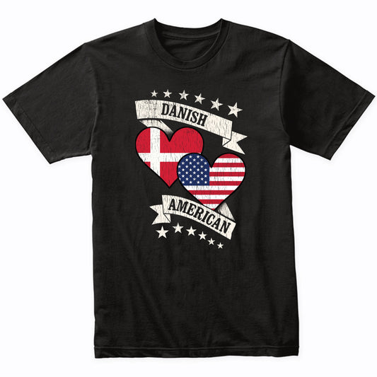 Danish American Heart Flags Denmark America T-Shirt