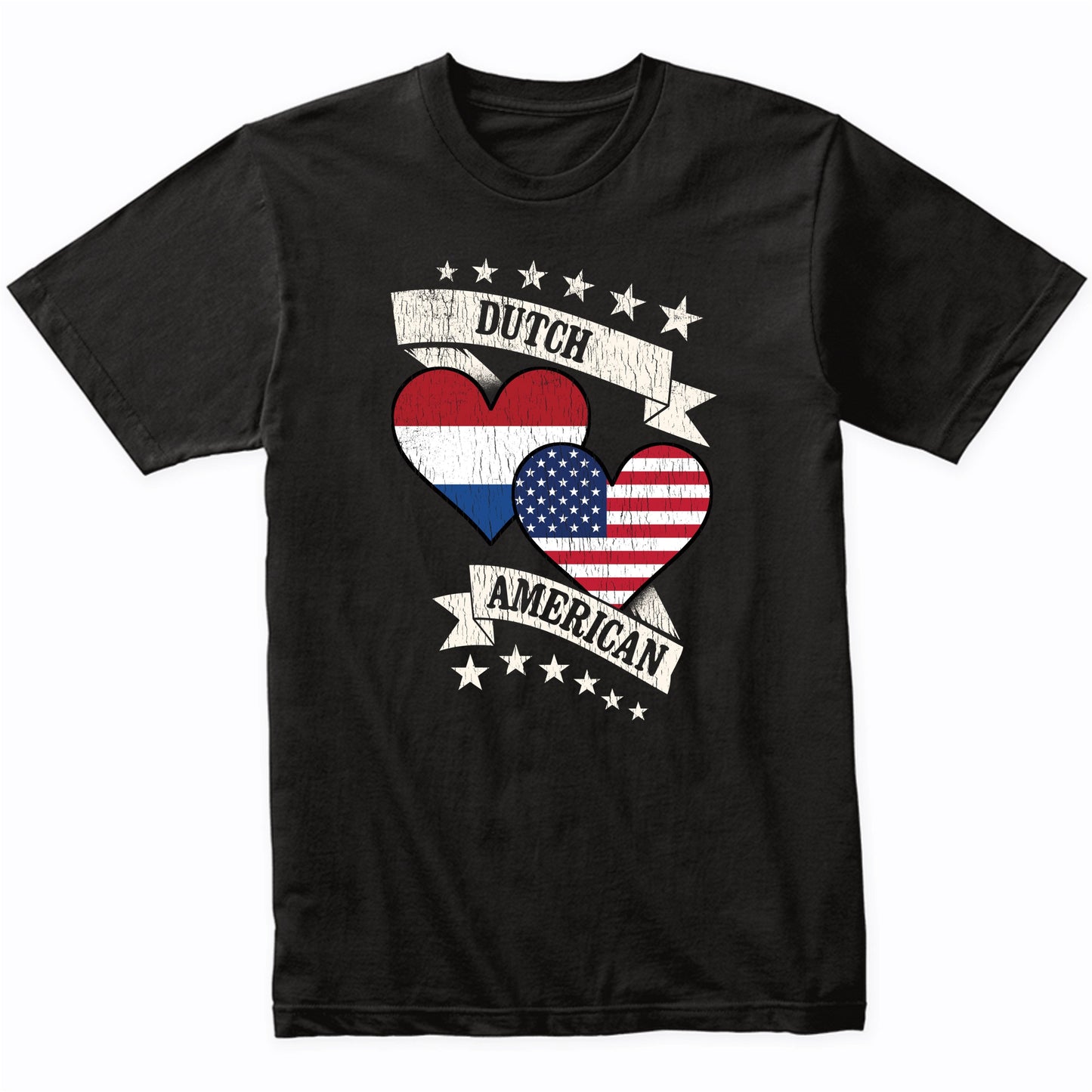 Dutch American Heart Flags Netherlands America T-Shirt