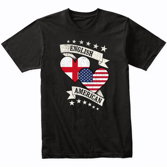English American Heart Flags England America T-Shirt