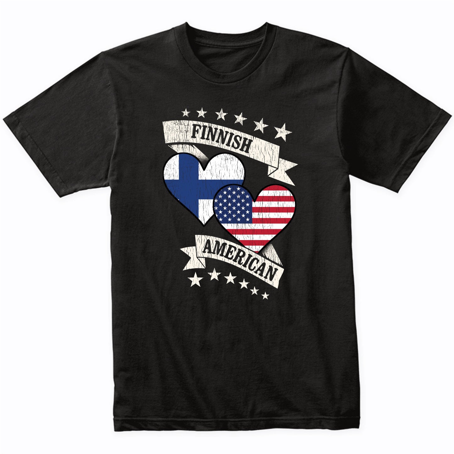 Finnish American Heart Flags Finland America T-Shirt