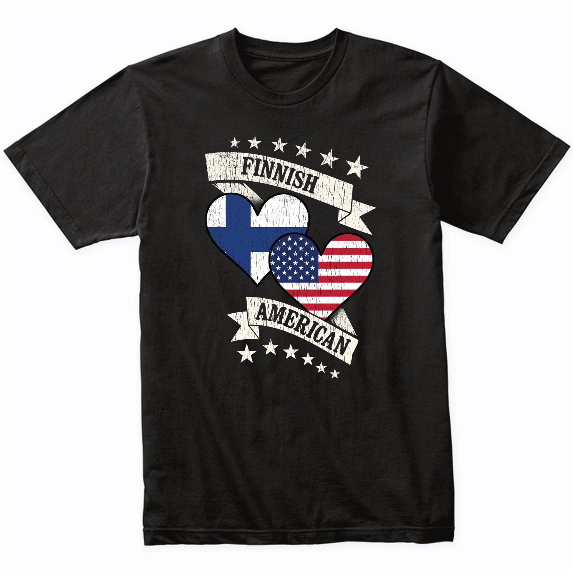 Finnish American Heart Flags Finland America T-Shirt