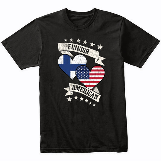 Finnish American Heart Flags Finland America T-Shirt