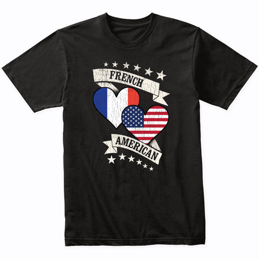 French American Heart Flags France America T-Shirt