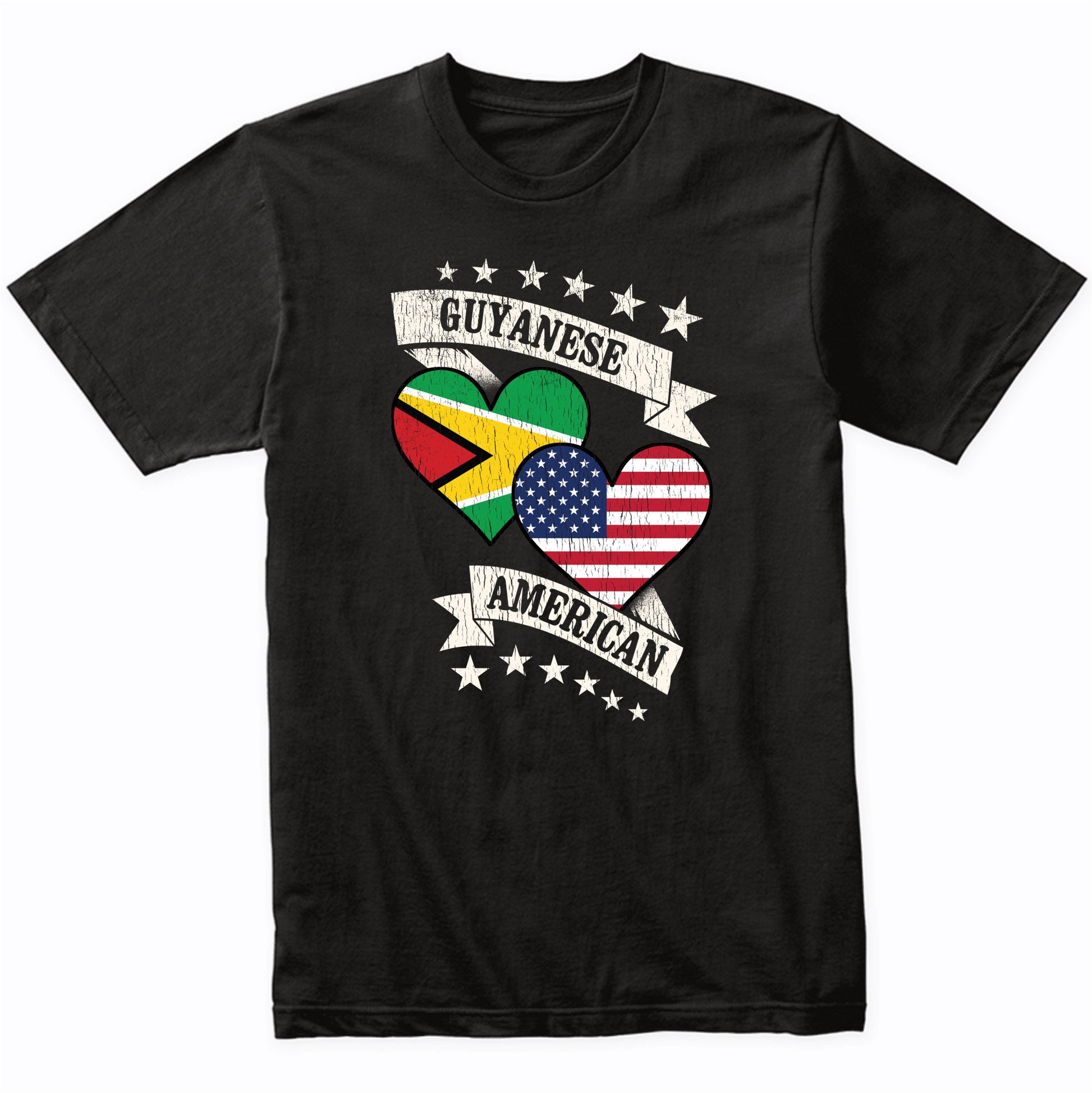 Guyanese American Heart Flags Guyana America T-Shirt