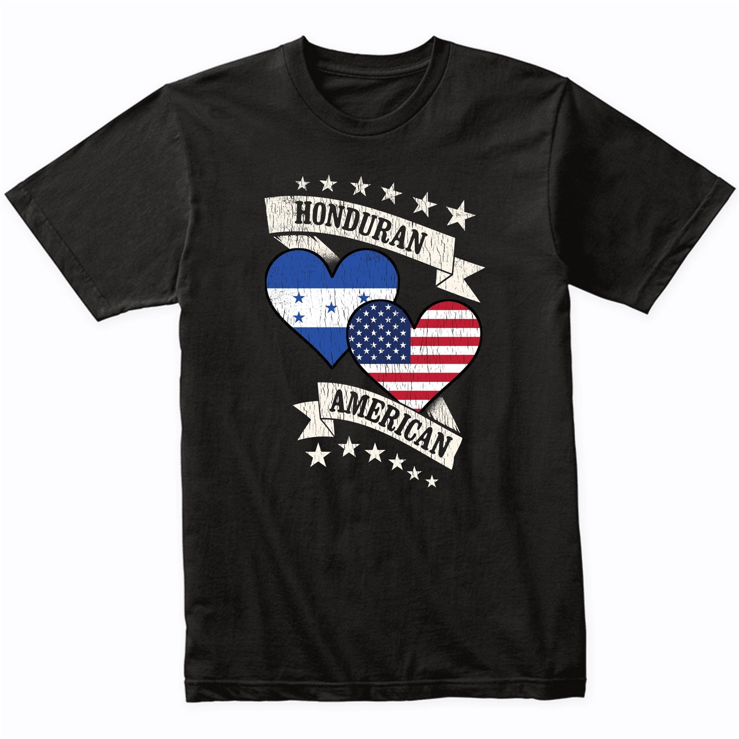 Honduran American Heart Flags Honduras America T-Shirt