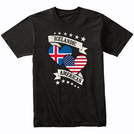 Icelandic American Heart Flags Iceland America T-Shirt