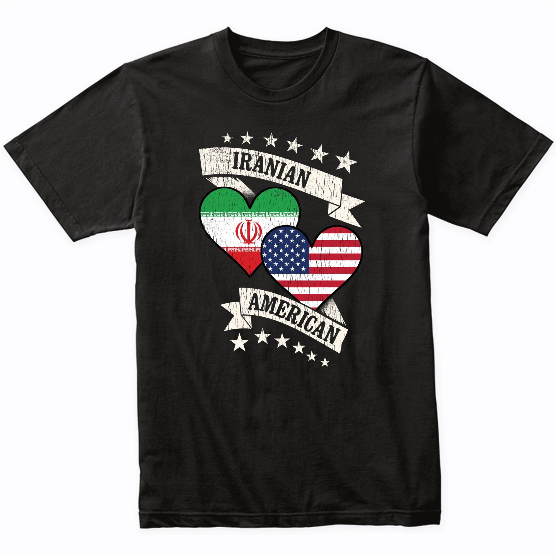 Iranian American Heart Flags Iran America T-Shirt