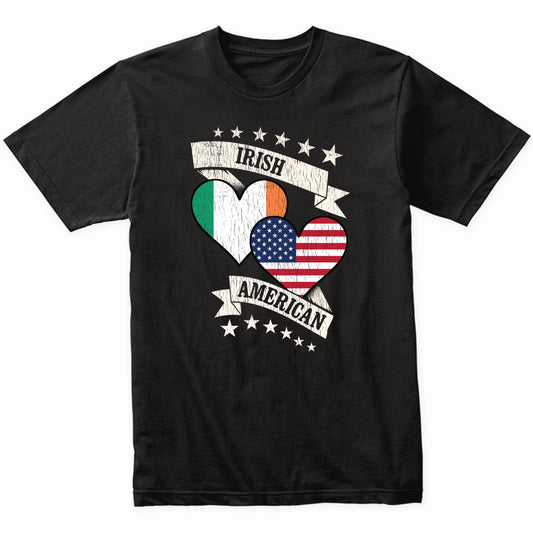 Irish American Heart Flags Ireland America T-Shirt