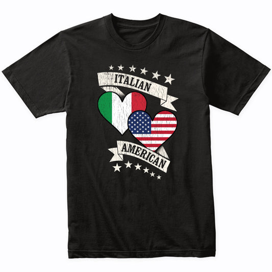 Italian American Heart Flags Italy America T-Shirt