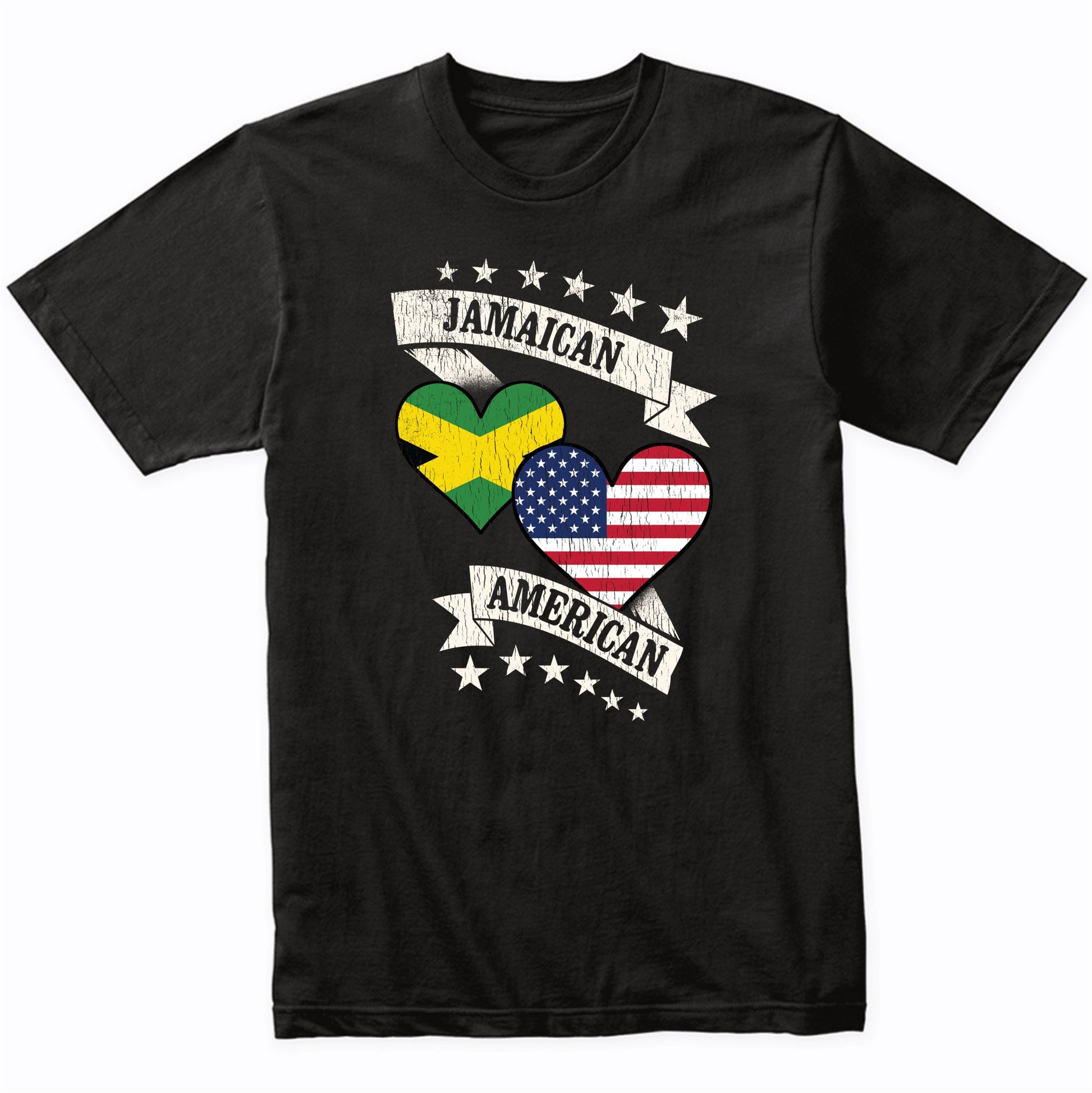 Jamaican American Heart Flags Jamaica America T-Shirt