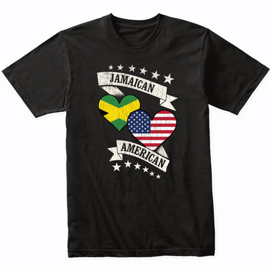 Jamaican American Heart Flags Jamaica America T-Shirt